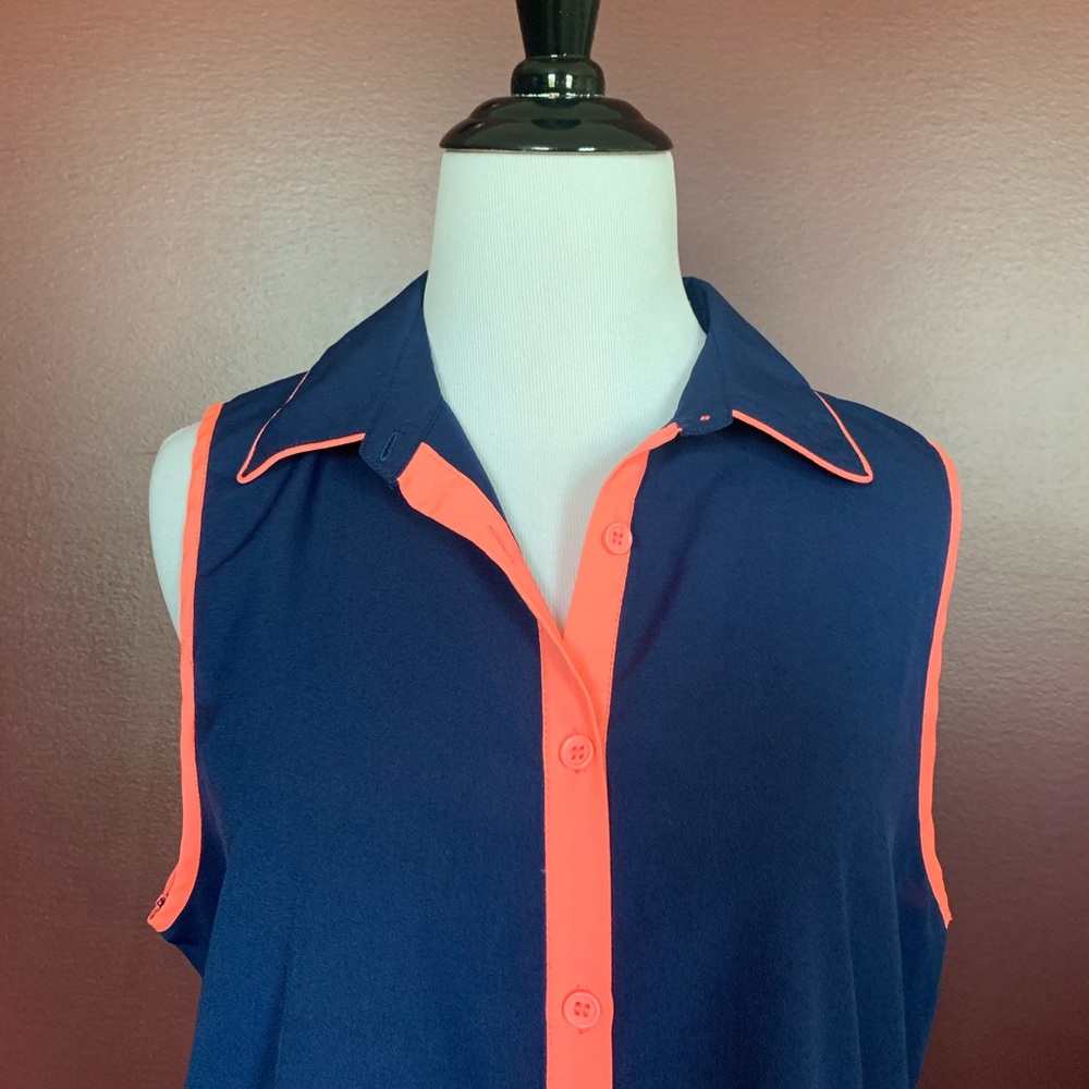 One clothing navy & coral tank top - Picture 2 of 6